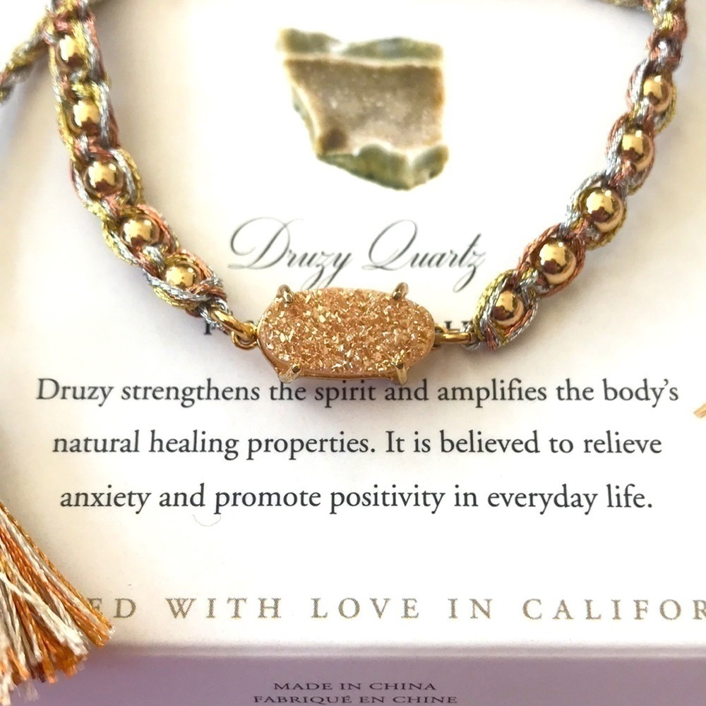Brand New Luna Norte Druzy Quartz Adjustable Beaded Bracelet Promotes Positivity - Picture 2 of 7